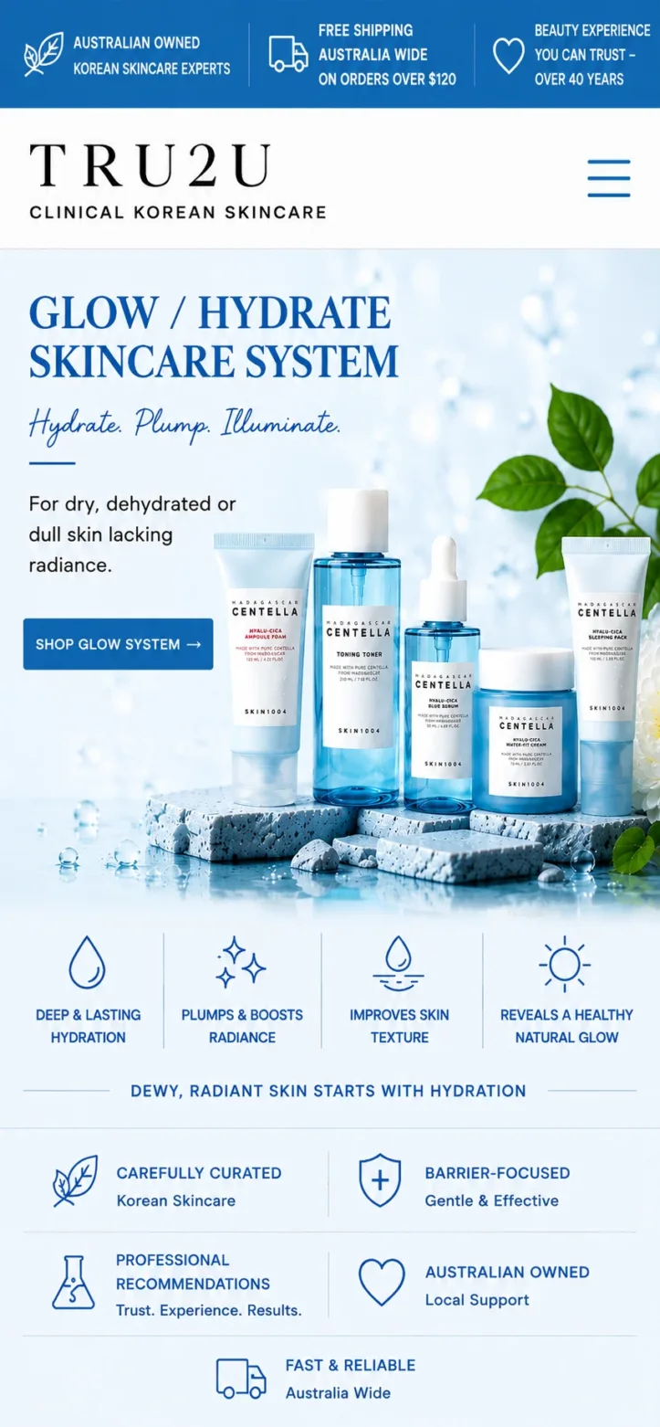 Glow Korean skincare system for bright and radiant skin