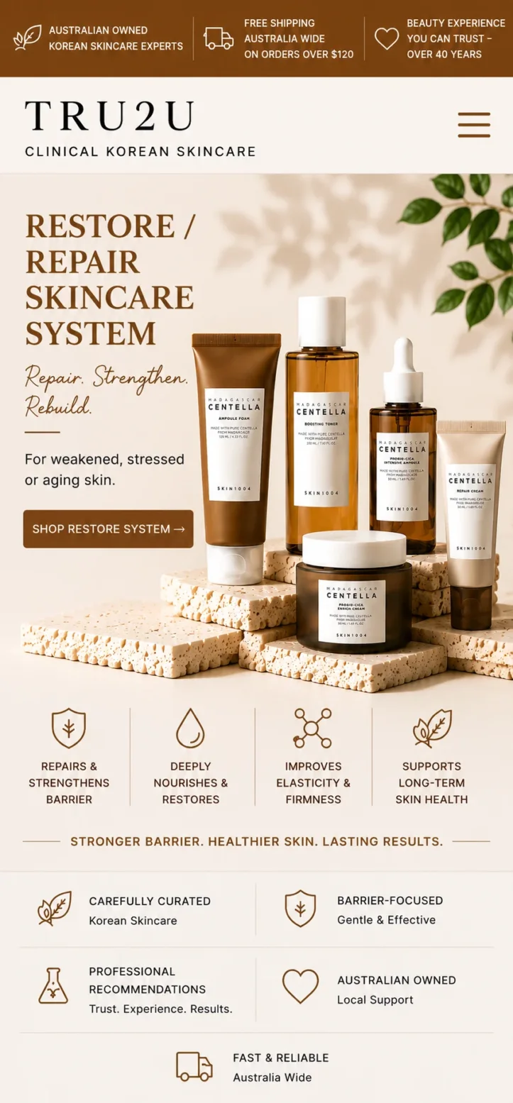 Repair Korean skincare system for damaged and stressed skin